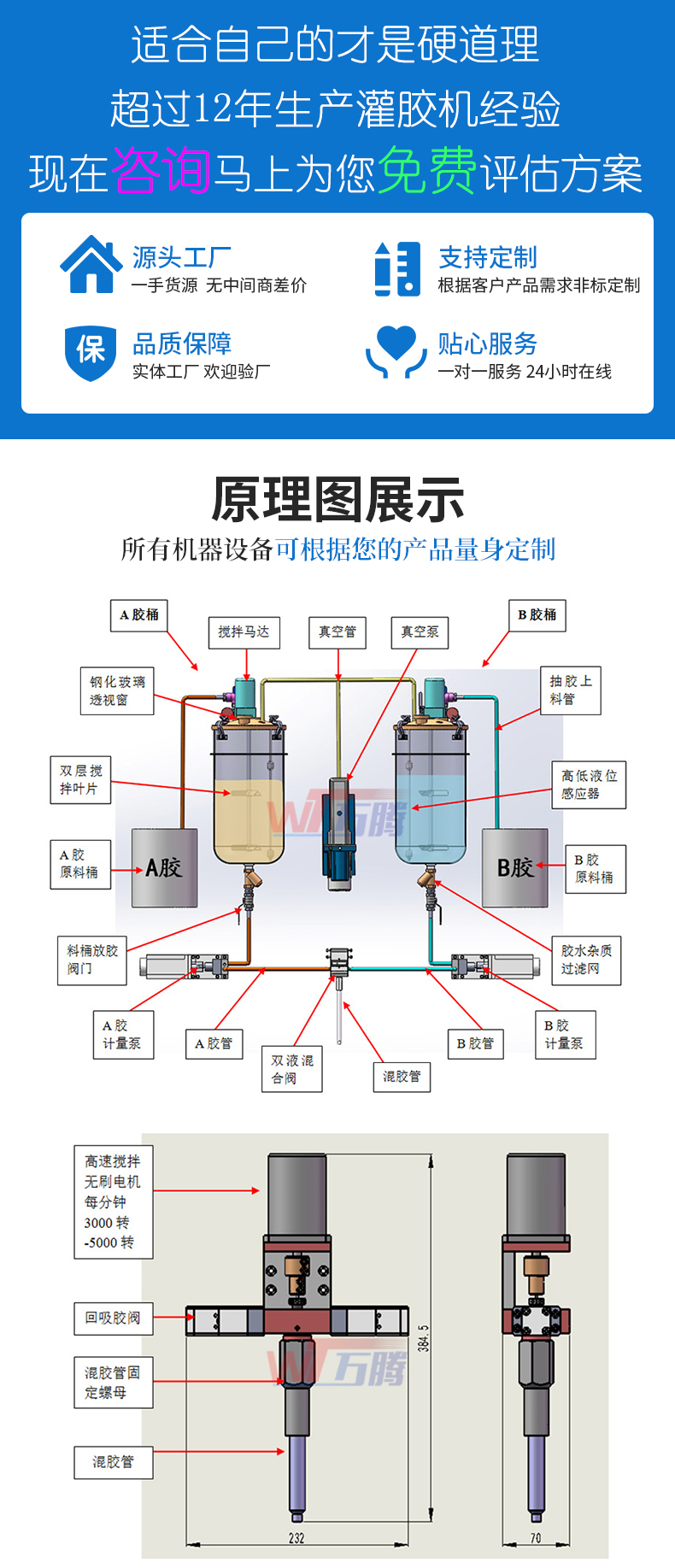 金属粘接透明水晶胶AB灌胶机电源开关全自动脉冲点火器灌封注胶机